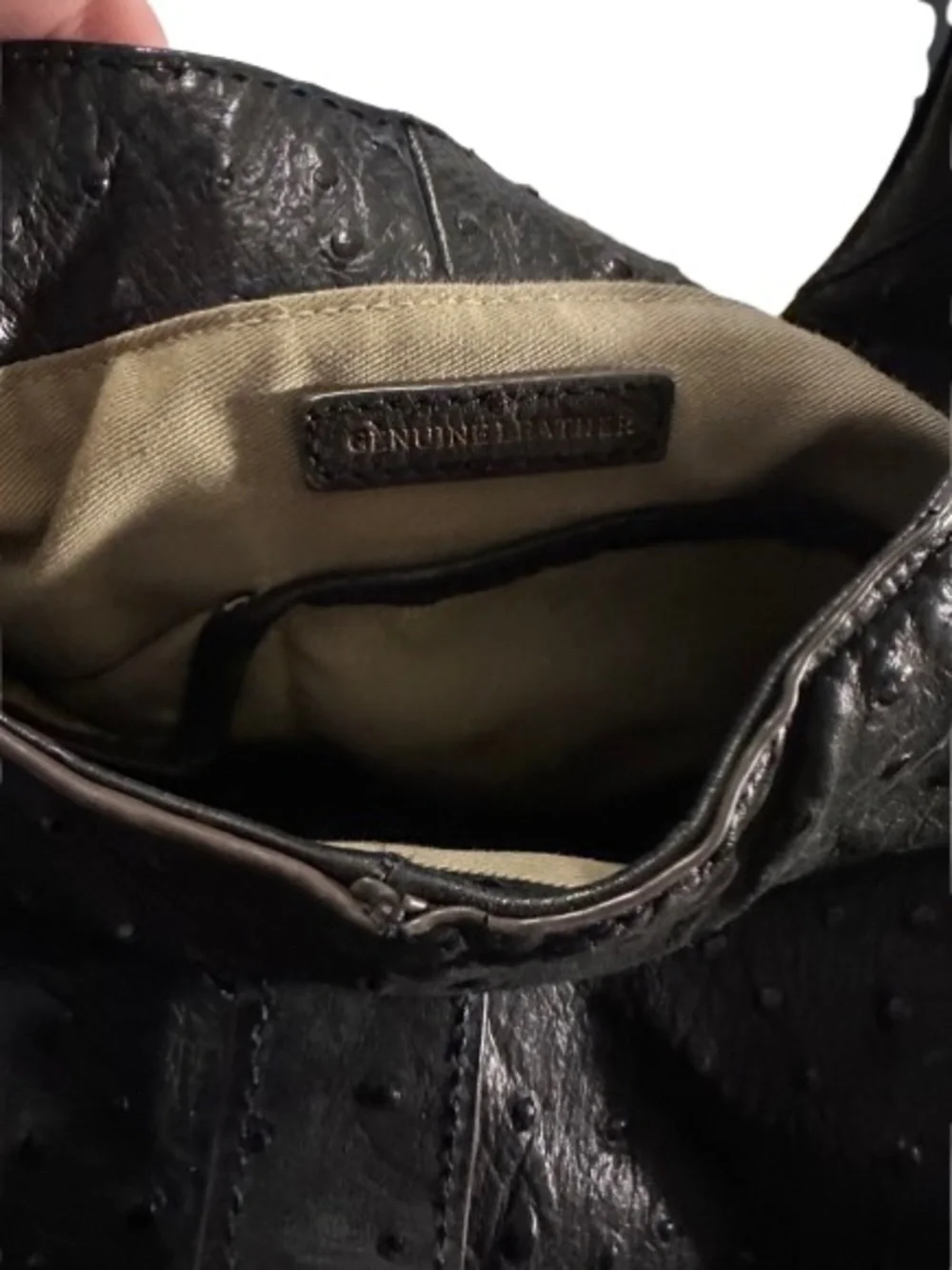 G.I.L.I. Black Ostrich-Embossed ‘Verona’ Hobo with Tassel and Gold Hardware